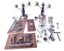 An assortment of silverplate and other metalware.