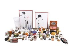 A collection of assorted thimbles, a jewellery box, two pictures and trinket boxes, etc. Max.
