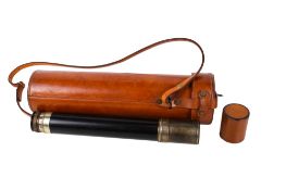 A metal and brass short single draw military telescope.