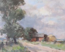 Owen Waters (1916-2004), oil on canvas, rural landscape.