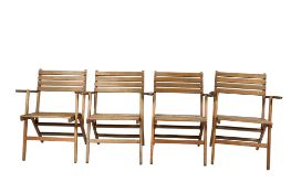 A set of four Rawlinson wooden folding garden chairs.