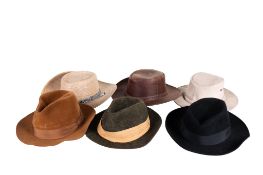 A collection of six assorted gentlemen's hats. Including Christy's Impala trilby, size 7.
