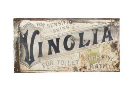 A vintage 'Vinolia Soap' enamel advertising sign. 51cm x 99cm.