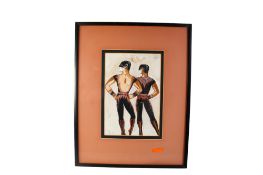 A mid-century watercolour and gouache painting, ''Lucy'' Attendant's Circus'. Marked '76.