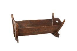 A vintage wooden crib.