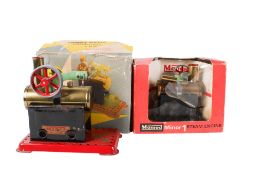 A Mamod Minor 1 engine and an MM2 engine, both in original boxes.