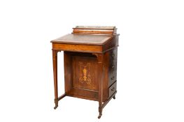 A 19th century inlaid rosewood Davenport.
