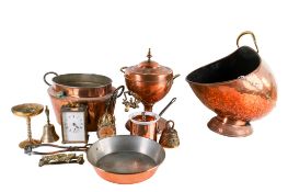 A collection of assorted vintage copper and brassware.
