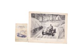 An unframed limited edition print and John Player Motor Cars Second Series album of cigarette