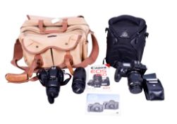 Two Canon cameras and accessories. Including an EOS 100D & EOS 650, lenses, etc.