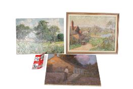 George Harrison (1876-1950) - three oils on canvas and a book about the artist.