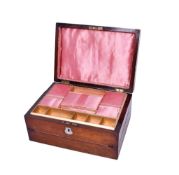 A Victorian rosewood sewing/writing box.