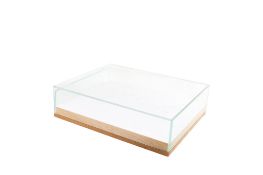 A table top glass display case.