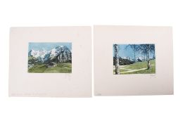 Hans Frey (1900-1982), colour aquatint, two views of the mountain Jungfrau.