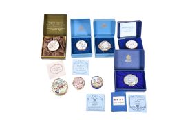 Eight 20th century Halcyon Days enamel trinket boxes.