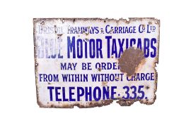 A vintage blue and white 'Bristol Railways & Carriage Ltd enamel advertising sign.