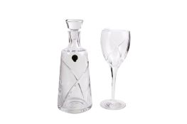 A Waterford crystal glass decanter and matching glass.