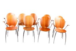 A set of nine Hans Sandren Jakobson for Fredericia Model 1910 stacking armchairs.