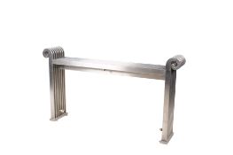 An Aeon Grandeur contemporary stainless steel radiator bench.