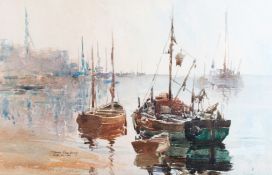 James Chambury (1927-1994), watercolour, 'Leigh-on-Sea'.