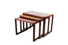 A Preben Schou Danish mid-century nest of three tables.