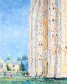 Gordon Cox (contemporary) oil on canvas, 'West Front Wells Cathedral'.
