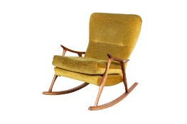 A circa 1962 John M. Haynes open arm rocking chair.