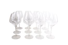 A box of twelve Riedel Restaurant crystal Pinot Noir 'Poppy' glasses.