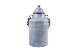An Art Studio Pottery storage jar with cover and blue glaze