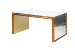 A vintage mirrored coffee table.