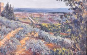 Augusta Marcon (20th century), oil on board, landscape.