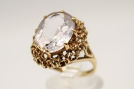 A 9ct gold and quartz dress ring.