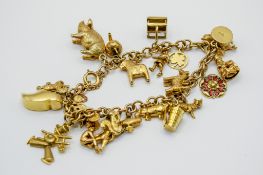 A 9ct gold charm bracelet.