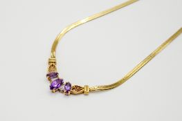 An Italian 14ct gold and amethyst necklace.