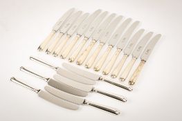 A set of six large and twelve small silver handled Old English Pip pattern knives.