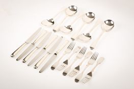 A group of contemporary silver cutlery.