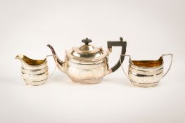 A circa 1900 three-piece silver teaset.