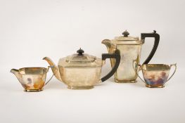 A 1940s four-piece silver tea and coffee set.