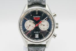 A circa 2017 Carrera Heuer Calibre 17 gentleman's limited edition stainless steel wristwatch.