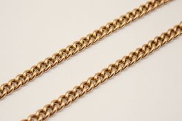 A 9ct gold Albert chain. Each link and clips hallmarked, L38cm, gross weight 34.