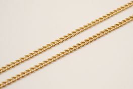 A yellow metal curb link necklace.