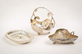 Three pieces of American and Persian silver and white metal.