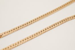 An Italian 9ct gold flat herringbone chain necklace. Width 4mm x length 46cm, weight 12.3g.