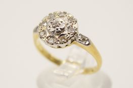 An 18ct gold and diamond cluster ring.