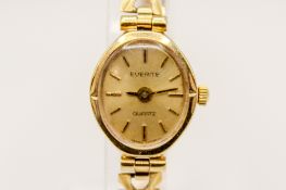 A 9ct gold lady's Everite quartz cocktail watch.