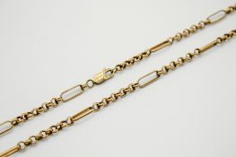 A 9ct gold figaro chain link necklace. The clasp marked 9k, L60cm, gross weight 10.9g.