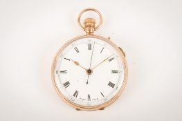 An early 20th century shelf wind open faced pocket watch, stamped 375/9 gold case.