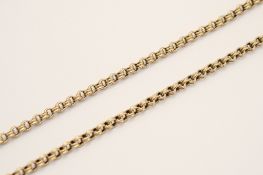 A yellow metal double link chain. Marked 9ct and tested as such, L46cm, weight 8.1g.