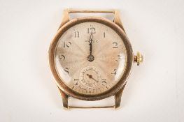 A 1920s 9ct gold Rolex wristwatch, without strap.