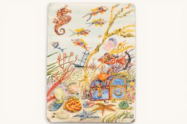 A 20th century watercolour on paper, 'Underwater Scene with Fish'.